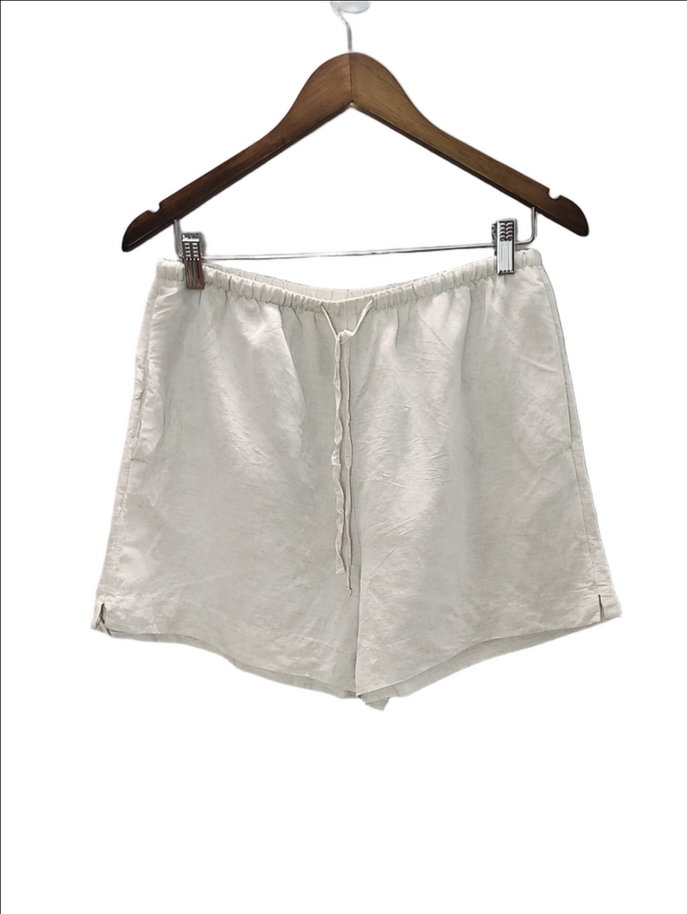 H&M Light beige linen blend drawstring loose fit shorts